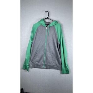 Tony Hawk Hoodie Mens 2XL Gray Green Full Zip Fleece Raglan Skateboarding Jacket